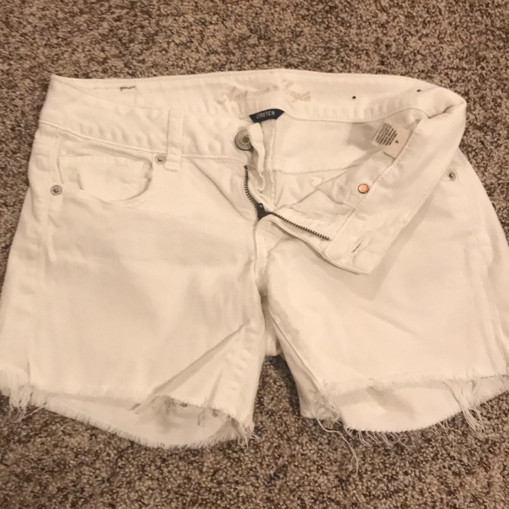 American Eagle White cutoff shorts